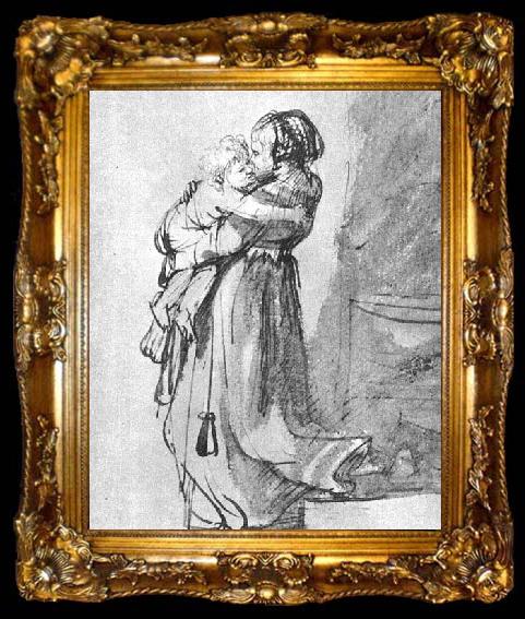 framed  Rembrandt Harmensz Van Rijn Saskia with a Child, ta009-2
